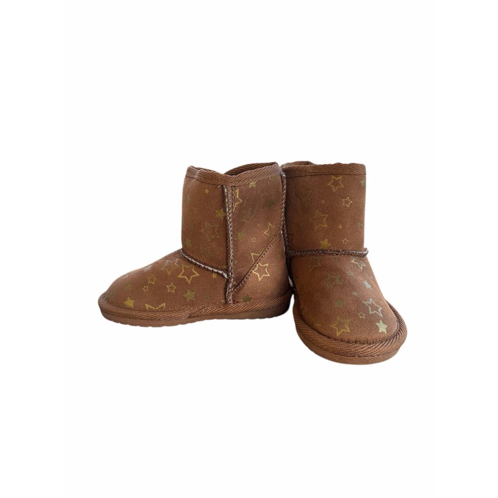 Teeny Toes Toddler Cognac w/ Stars Emma Winter Boots- Size 4 - Picture 2 of 6